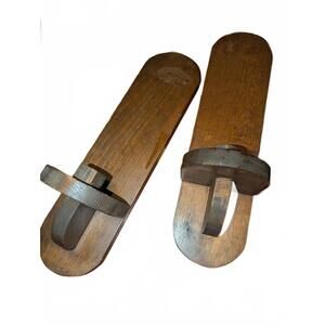 Vintage Wooden Wall Mounted Candle Holders - Pair